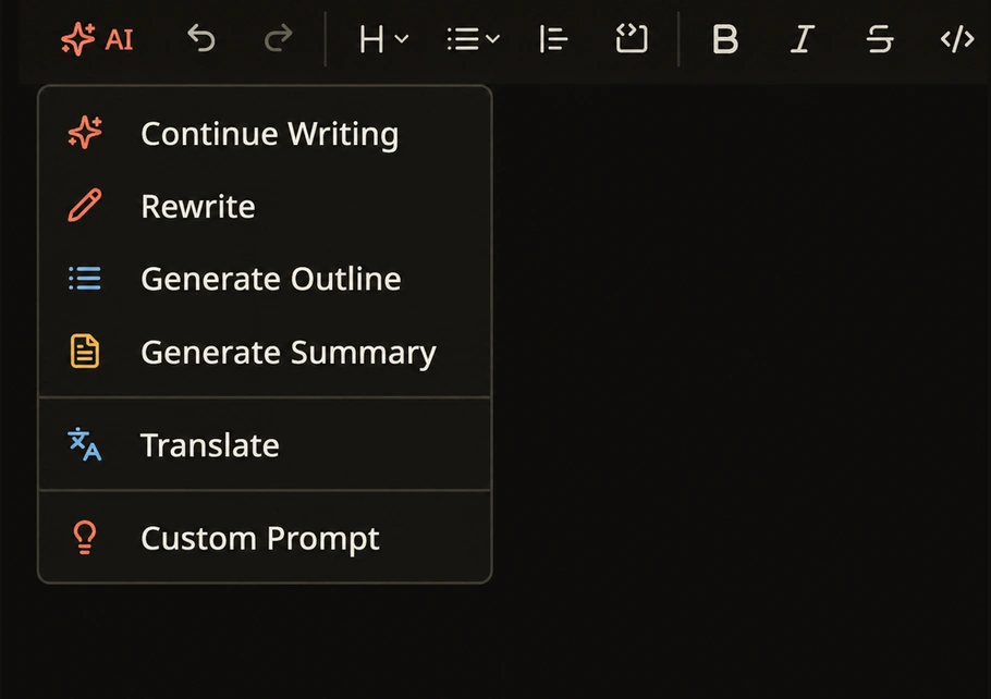 Rich text editor with AI